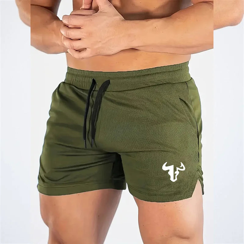 New summer fitness shorts, men's casual pants, breathable mesh fitness pants, running shorts