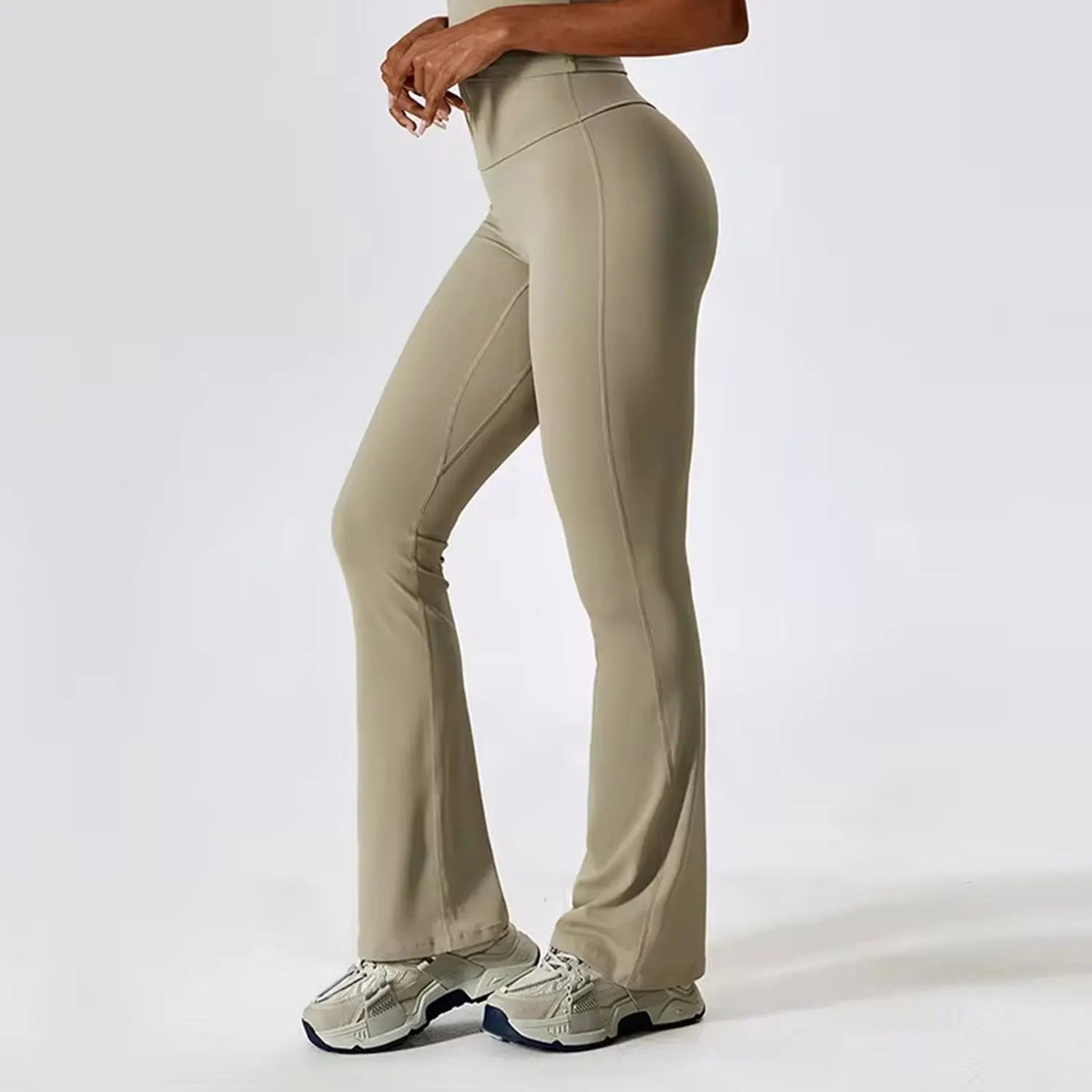 Women Gym High Waist Push Up Flared Pants Naked Feeling Workout Leggings Dancing Fitness Sports Tights Breathable Yoga Clothes ATFH