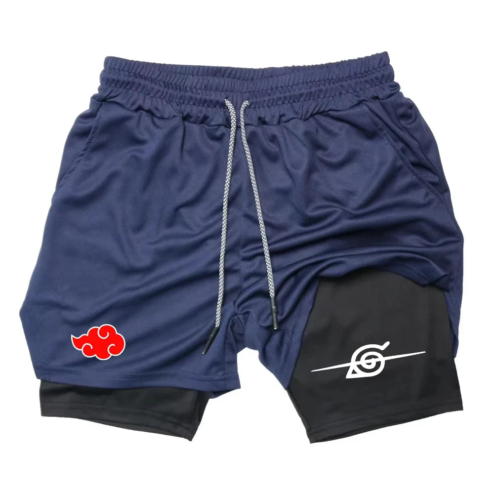 Ghost 2026 Annihilation Blade Anime Men's Double Layer Quick-Dry Running Shorts Multi-Performance Training Shorts Printed Snow