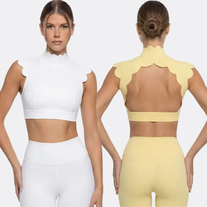 Backless Hollow-out Waistcoat Yoga Clothes High Waist Leggings Bras For Women Slimming Fit Running Workout Fitness Sportswear - ATFH
