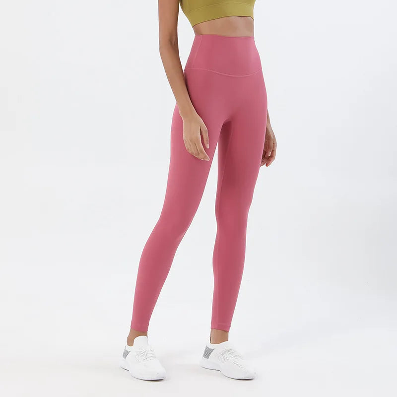 SOISOU Nylon Yoga Gym Leggings Women Girl Fitness Soft Tights High Waist Elastic Breathable No T Line Sports Pants 50 Colors ATFH