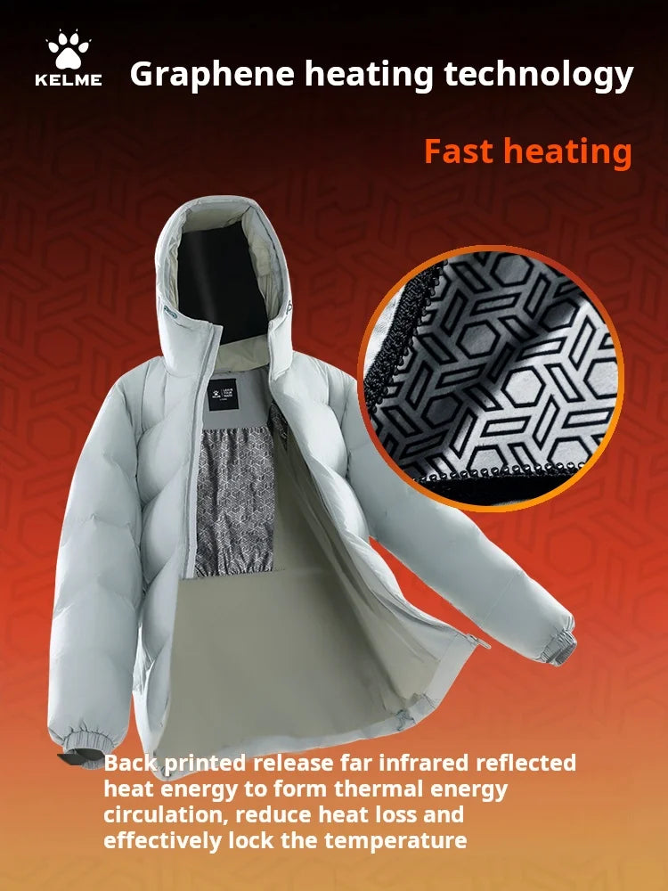 Kelme Sports Cotton Jacket Men's Winter 2024 New Style Bread Jacket Hooded Windproof Jacket Thickened Warm Cotton Jacket