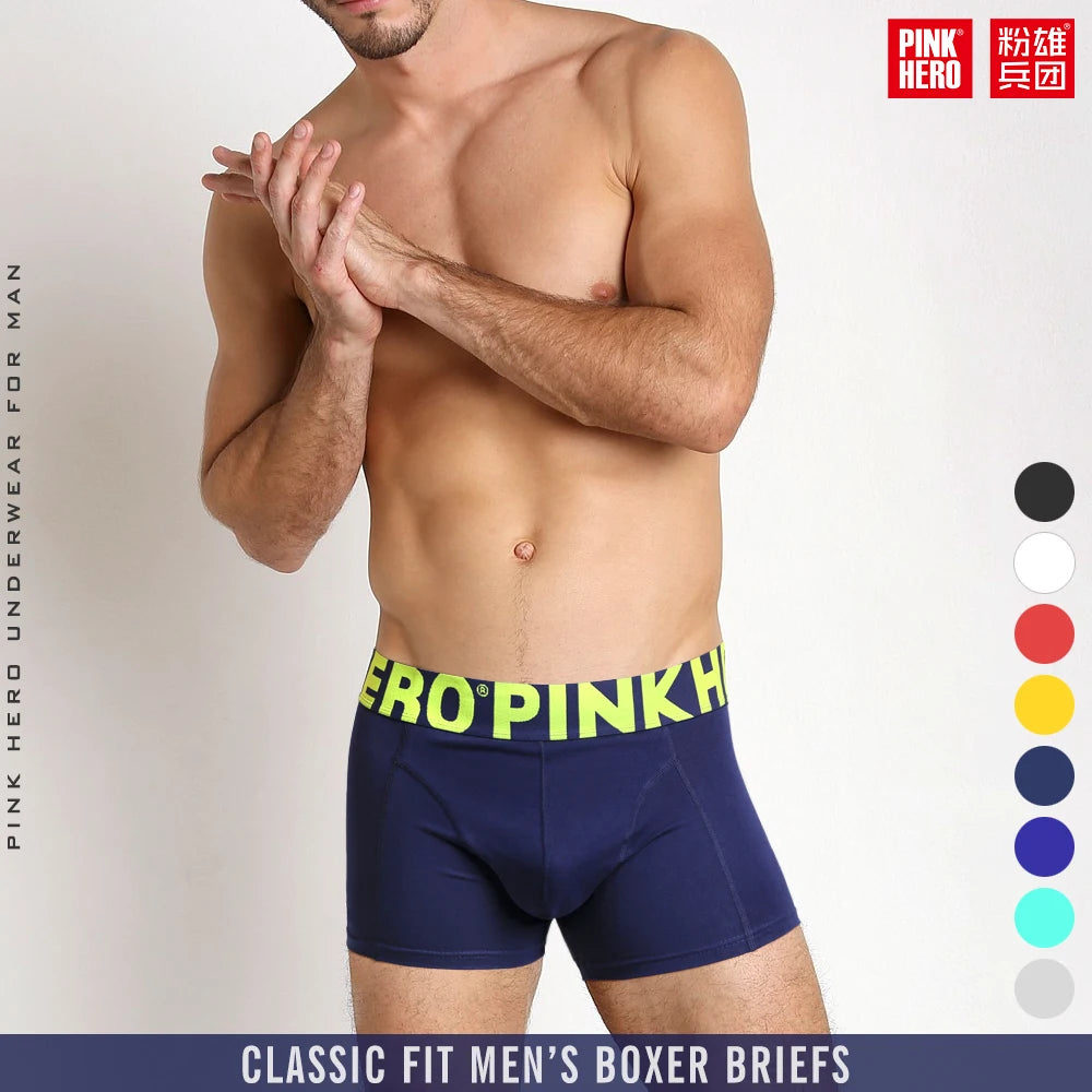 4 PCS PINKHERO Fashion Underpants For Men,Stylish  Comfy And Soft  Slip Homme，Cotton Underwear Boxer Briefs,Calzoncillos Hombre