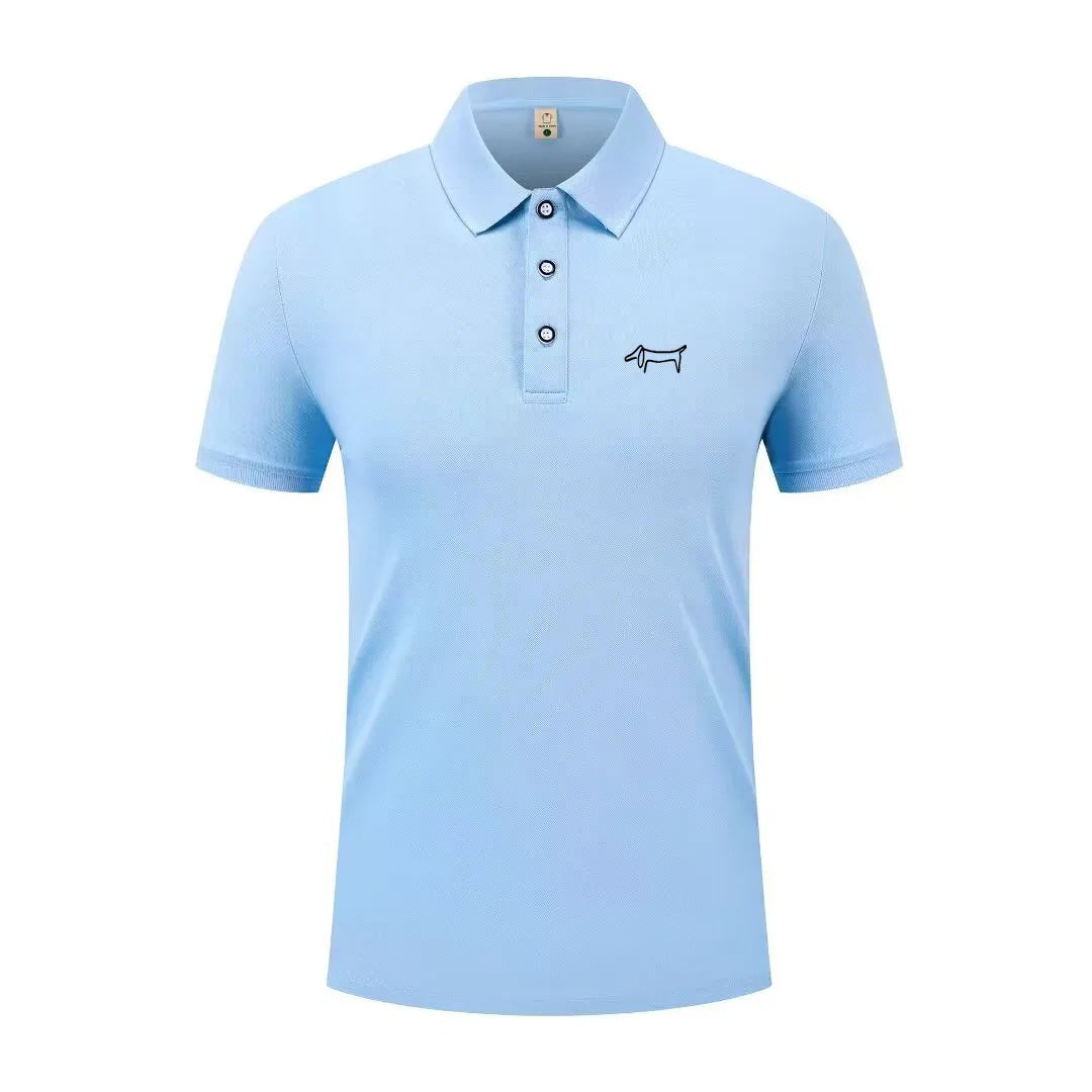 High end luxury men's new T-shirt collar button letter print European style summer hot selling casual sports men's clothing