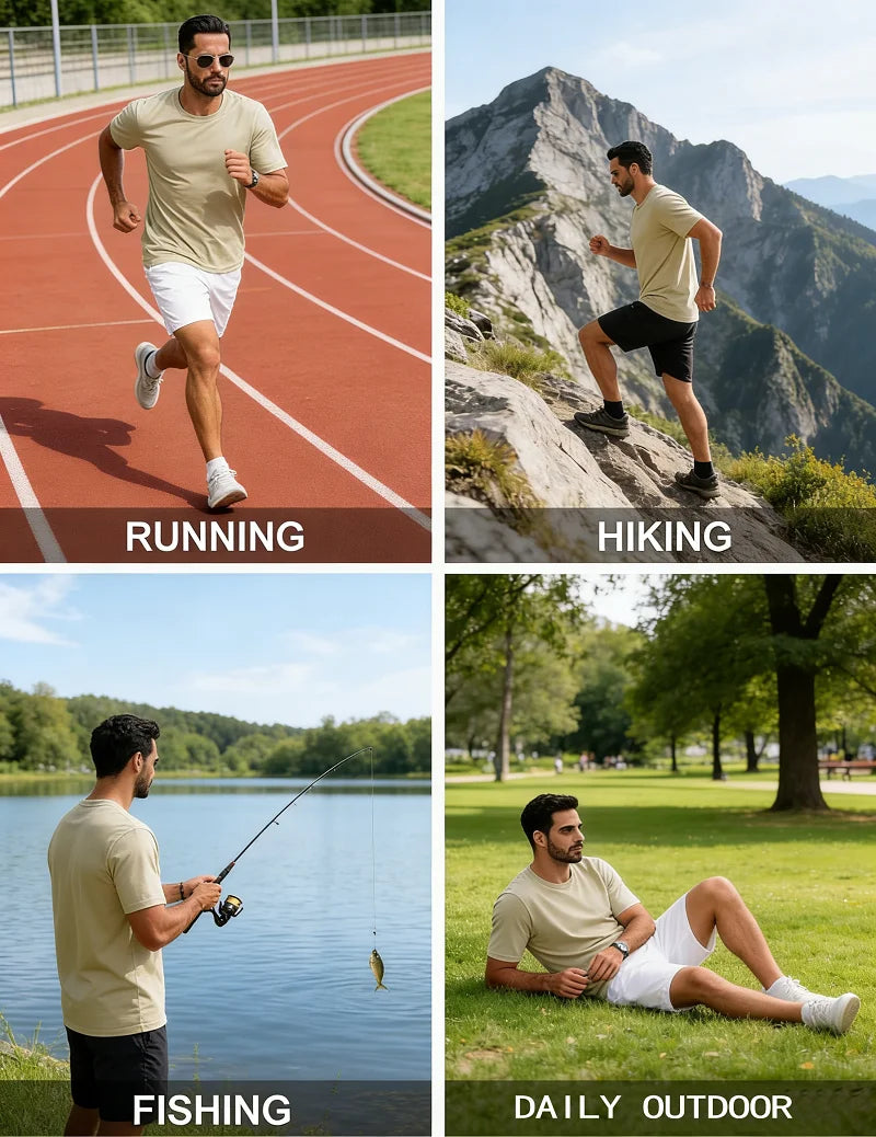 Men's Quick Dry Short Sleeve T-Shirt Moisture Wicking round Neck Gym Running Sport Shirt Lightweight Training Exercise Top
