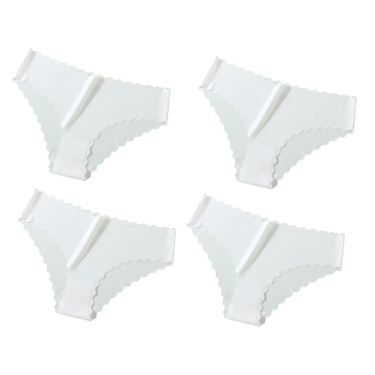 4Pcs/Set Ice Silk Mid-Rise Panties Women's Seamless Briefs Solid No Show Underwear Scalloped Edge Panties Sexy Lingerie XS-XL