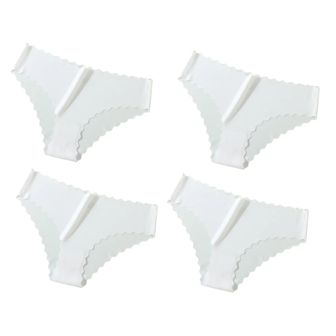4Pcs/Set Ice Silk Mid-Rise Panties Women's Seamless Briefs Solid No Show Underwear Scalloped Edge Panties Sexy Lingerie XS-XL