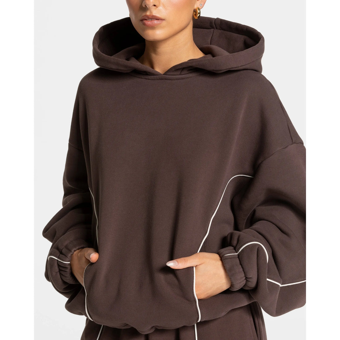 Brown Women Hoodies Y2k Striped Stitched Hoodies Men Harajuku Hip Hop Sweatshirt Harajuku Casual Couple Sweatshirt Pullover Tops - ATFH
