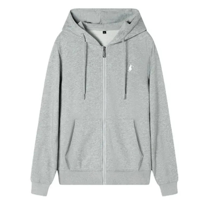 2025 classic casual zipper hooded sweatshirt with simple printed label, casual versatile jacket, trendy sweatshirt - ATFH
