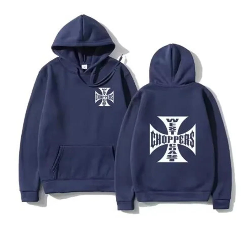 West Coast Iron Cross Choppers Printed Men's Hooded Fashion Cool Sweatshirt Unisex Fashion Fleece Oversized Hoodie Streetwear