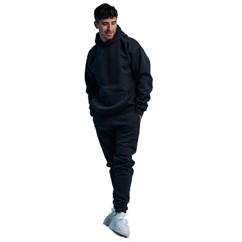 New in Hoodies & Sweatshirts Autumn and Winter Thick Fleece Sports Men's Women's Warm Hoodie Two-piece Set Tracksuits for Man - ATFH
