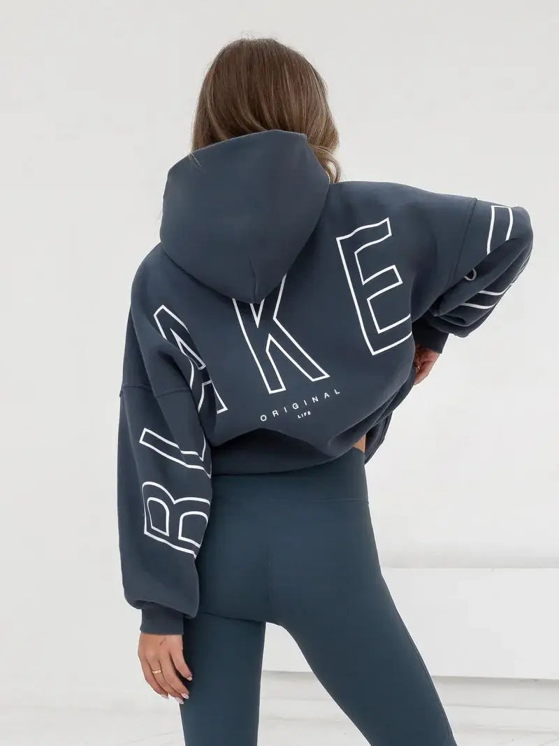 European American Fashion Printed Hooded Hip Hop Sweatshirt 2025 New Cross Border Thickened Versatile Long-sleeved Loose Clothes - ATFH