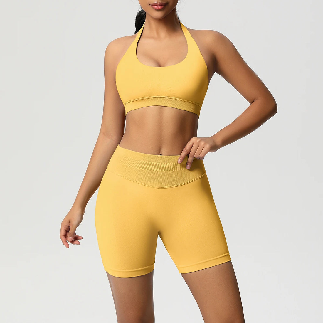 2PCS Sportswear Woman Sports Yoga Set Gym Clothes Yoga Suits For Women Tracksuits Sports Shorts Crossover Bra Gym Leggings - ATFH