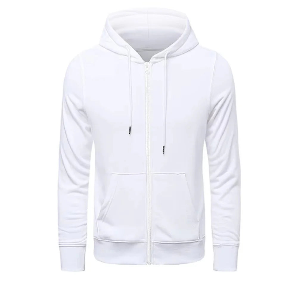 Trendy Hoodies Men Retro Harajuku Solid color High quality Jacket Streetwear Solid Zip Up Casual Loose Sweatshirt Clothes - ATFH
