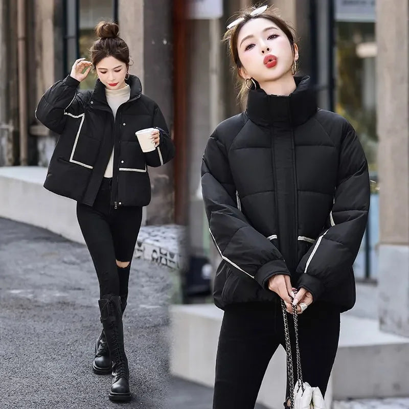 High Quality Women Winter Thick Warm Cotton Jacket Women Parkas New Padded Jacket Stand-Up Collar Thicken Short Jacket Coats ATFH