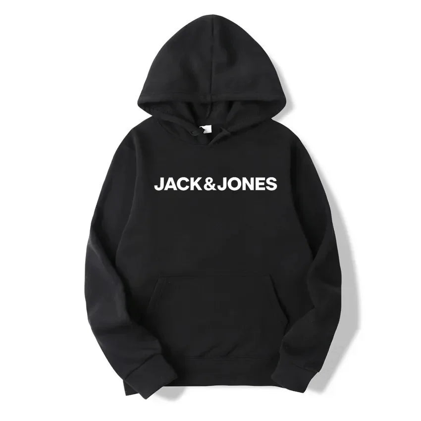 Jack & Jones Men's and Women's Hooded Sweatshirts, Fashionable Loose and Casual, Comfortable Printed Sportswear, Streetwear - ATFH