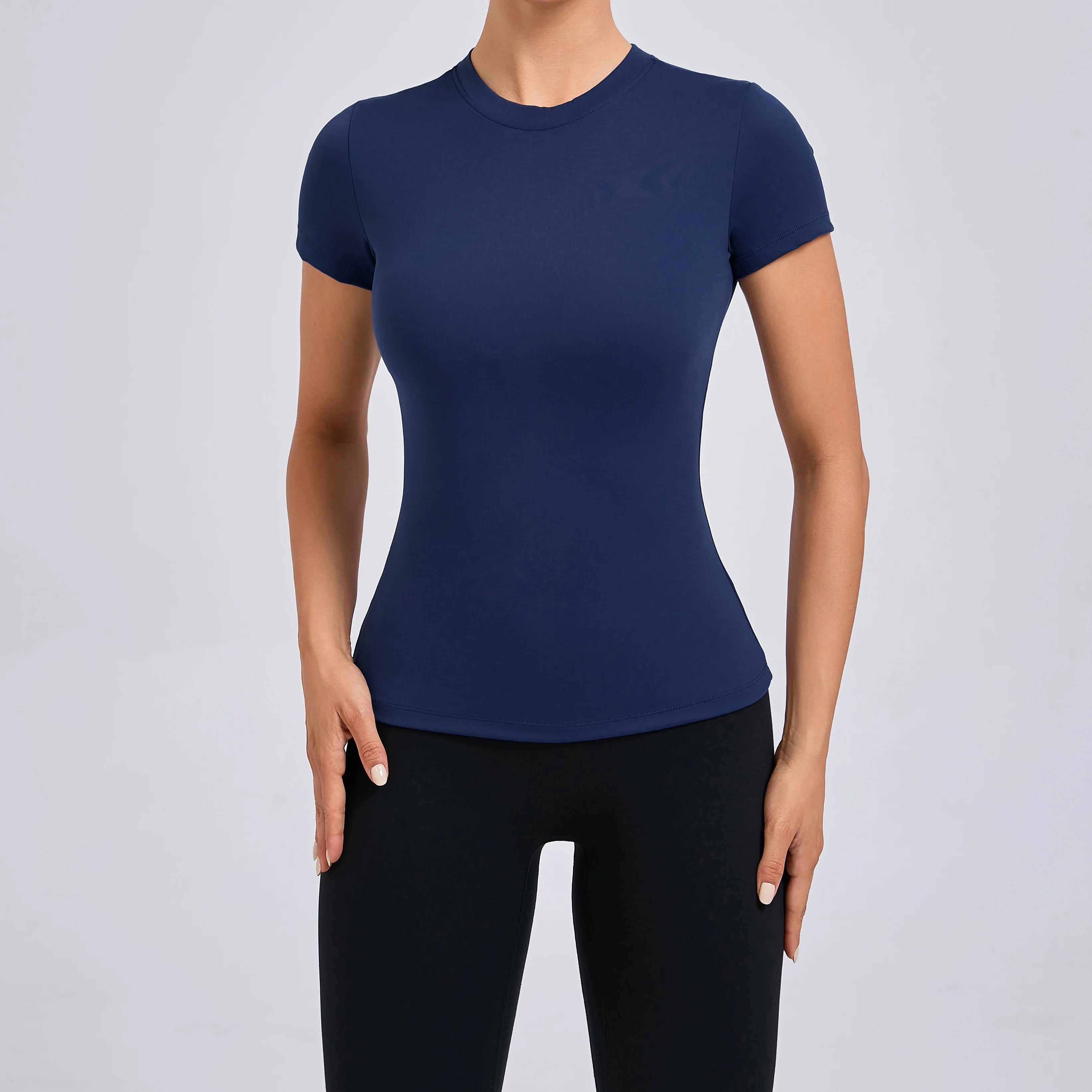Women Top Yoga Shirts Quick Dry Running Tops Tights Push Up Workout Gym Clothes Short Sleeve Fitness Sports T-Shirts - ATFH