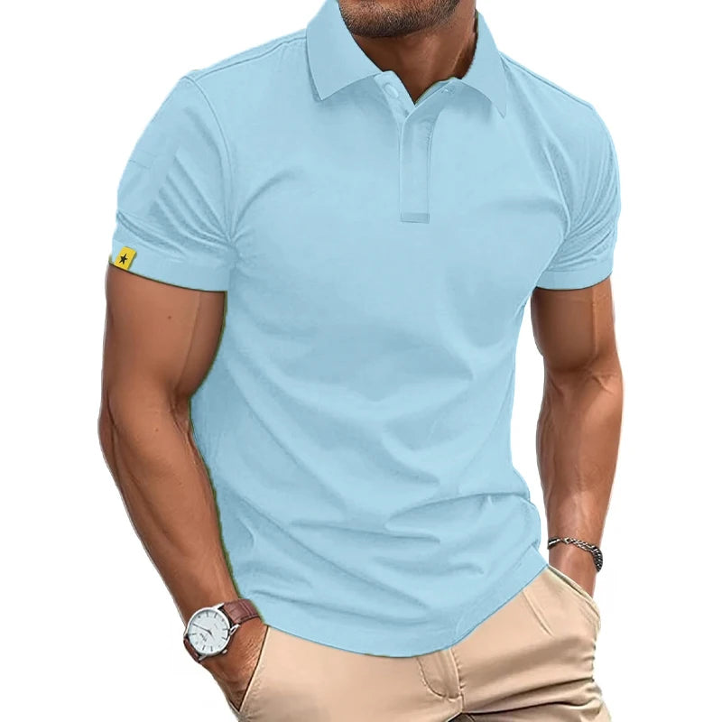 Summer Polo Shirt Men's Short Sleeve Sport T Shirt Casual Business Lightweight Button Streetwear Breathable Tops