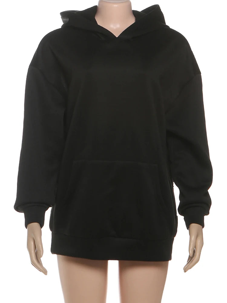 Weird Puss Harajuku Hooded Sweatshirt Women Autumn Trend Backless Glitter Mesh Patchwork Casual Streetwear Hipster Pulloverr - ATFH