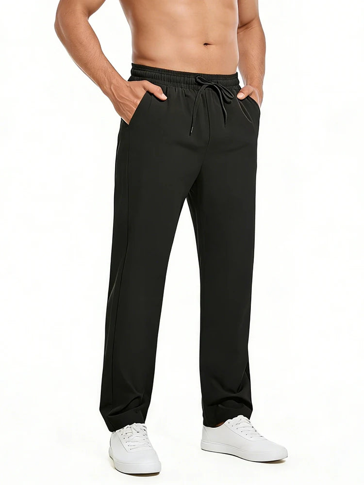 New Men's Casual Elastic Waist Pants Versatile Comfortable Fit Long Trousers