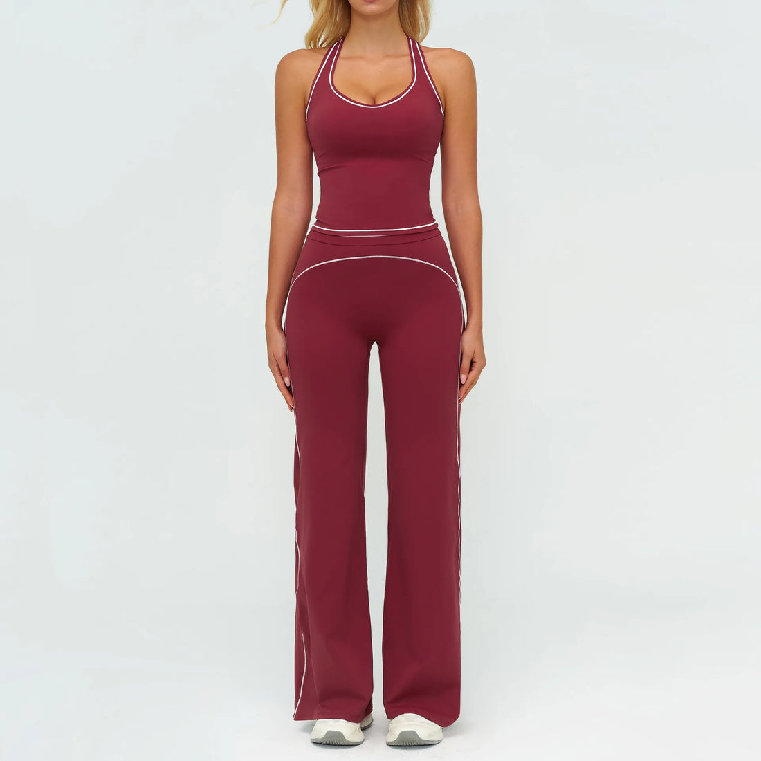 2PCS Yoga Set Gym Clothes Outdoor Sports Outfits Women Tracksuit Gym Fitness Suits Workout Long Sleeved Flared Pants Sportswear - ATFH