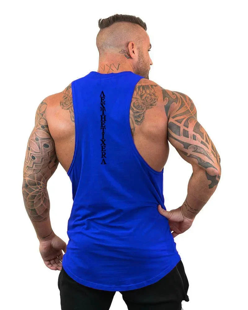 Outdoor Jogging Undershirt Men Canotta Bodybuilder Tank Top Workout Singlet Fitness Stringer Muscle Breathable Sleeveless Shirt