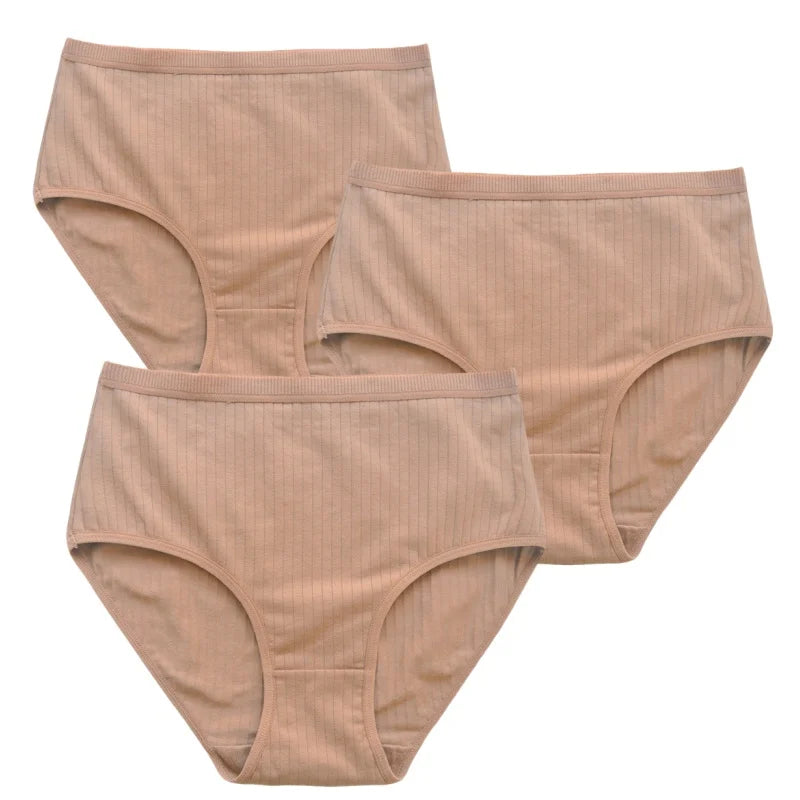 3Pcs/Set Women High Waist Panties Cotton Briefs Tummy Control Underwear Sexy Lingerie Breathable Full-Coverage Underpants S-XXL