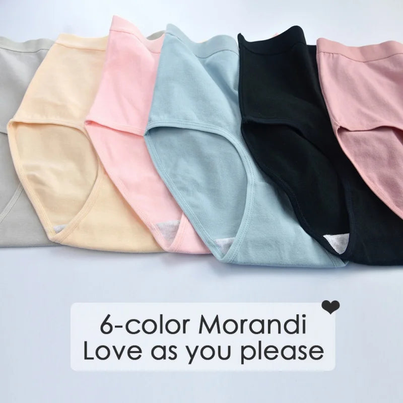5Pcs/Set Women Cotton Panties High Waist Tummy Control Panties Solid Color Underwear Female Underpants Sexy Lingerie M-3XL