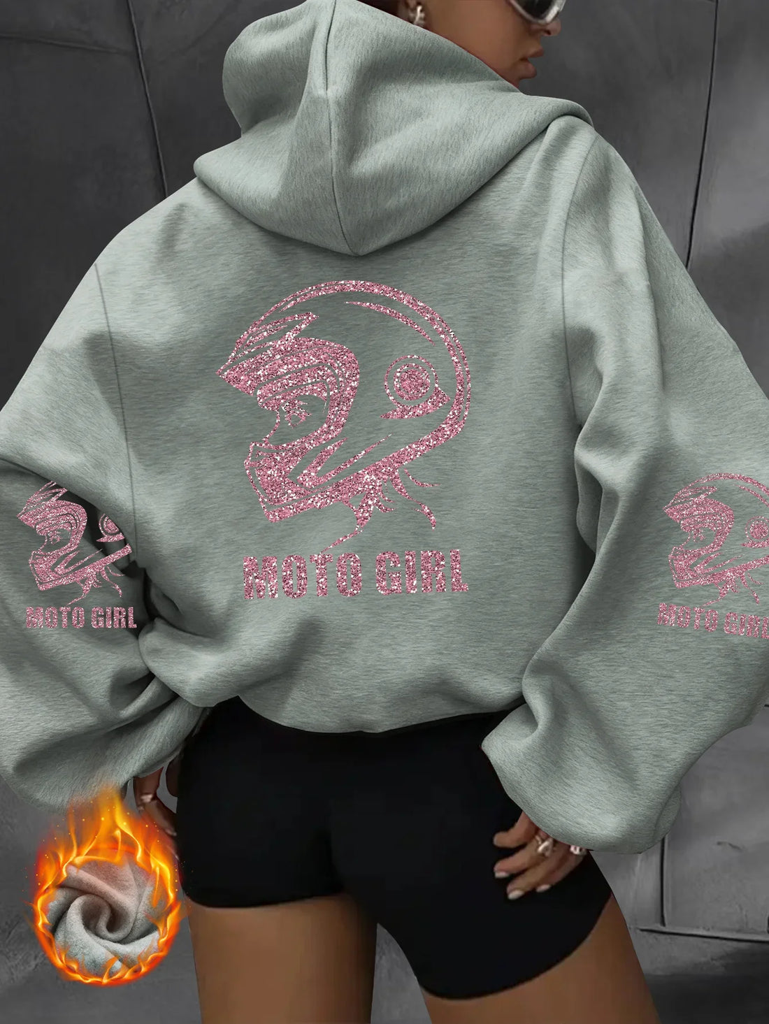 Unisex Motorcycle Hoodie Moto Girl Helmet Graphic Oversized Pullover Sweatshirt Biker Streetwear Autumn Winter