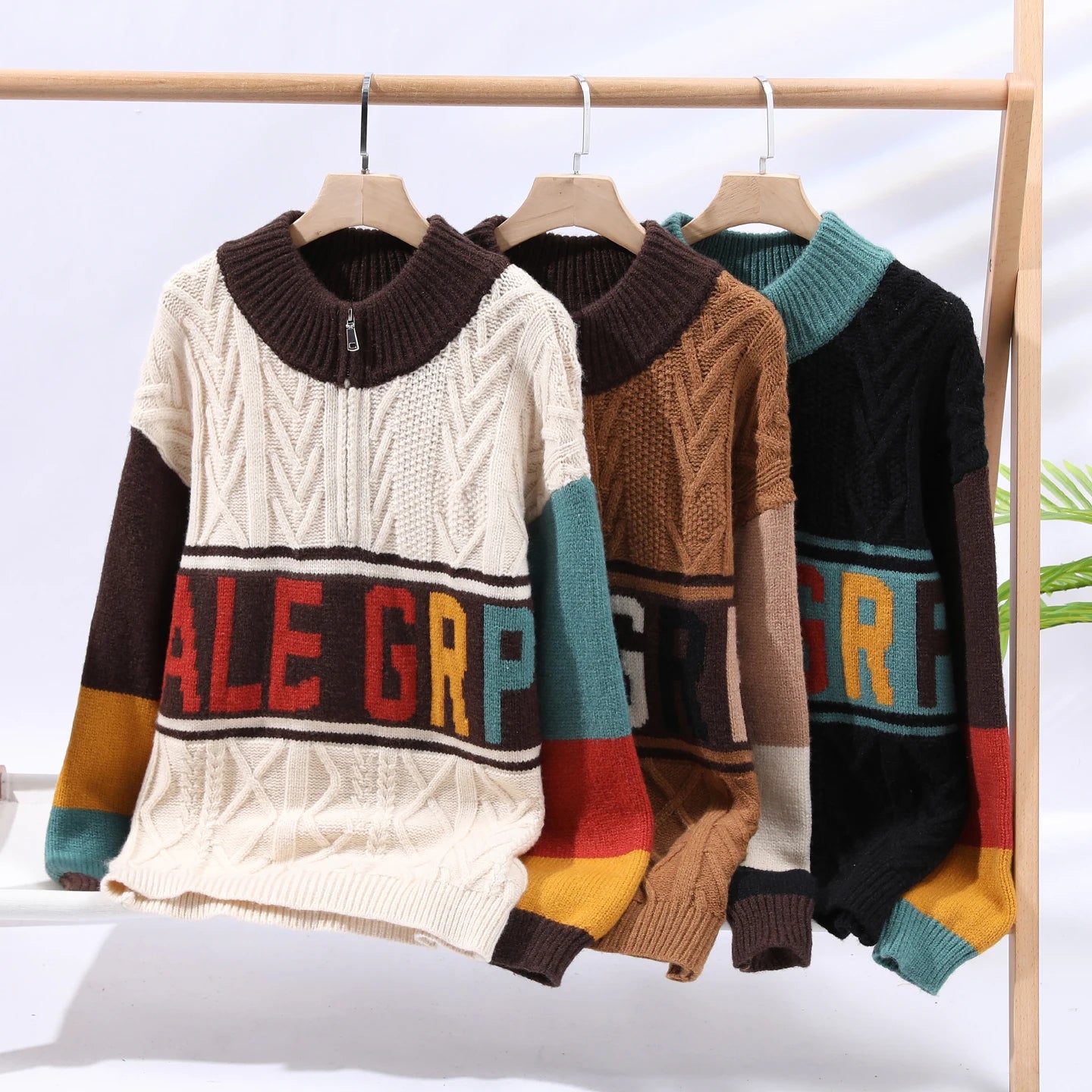 Autumn/winter Fashion Trend Retro Sports Thickened Warm Knitted Sweater Men's Loose Comfortable Large Size High Quality Sweater - ATFH