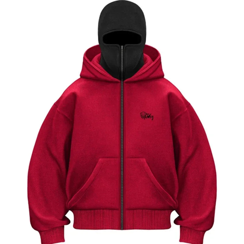 New men's tops, hooded zippered sweatshirts, double hoods, couple's clothing, autumn and winter fashion clothing - ATFH