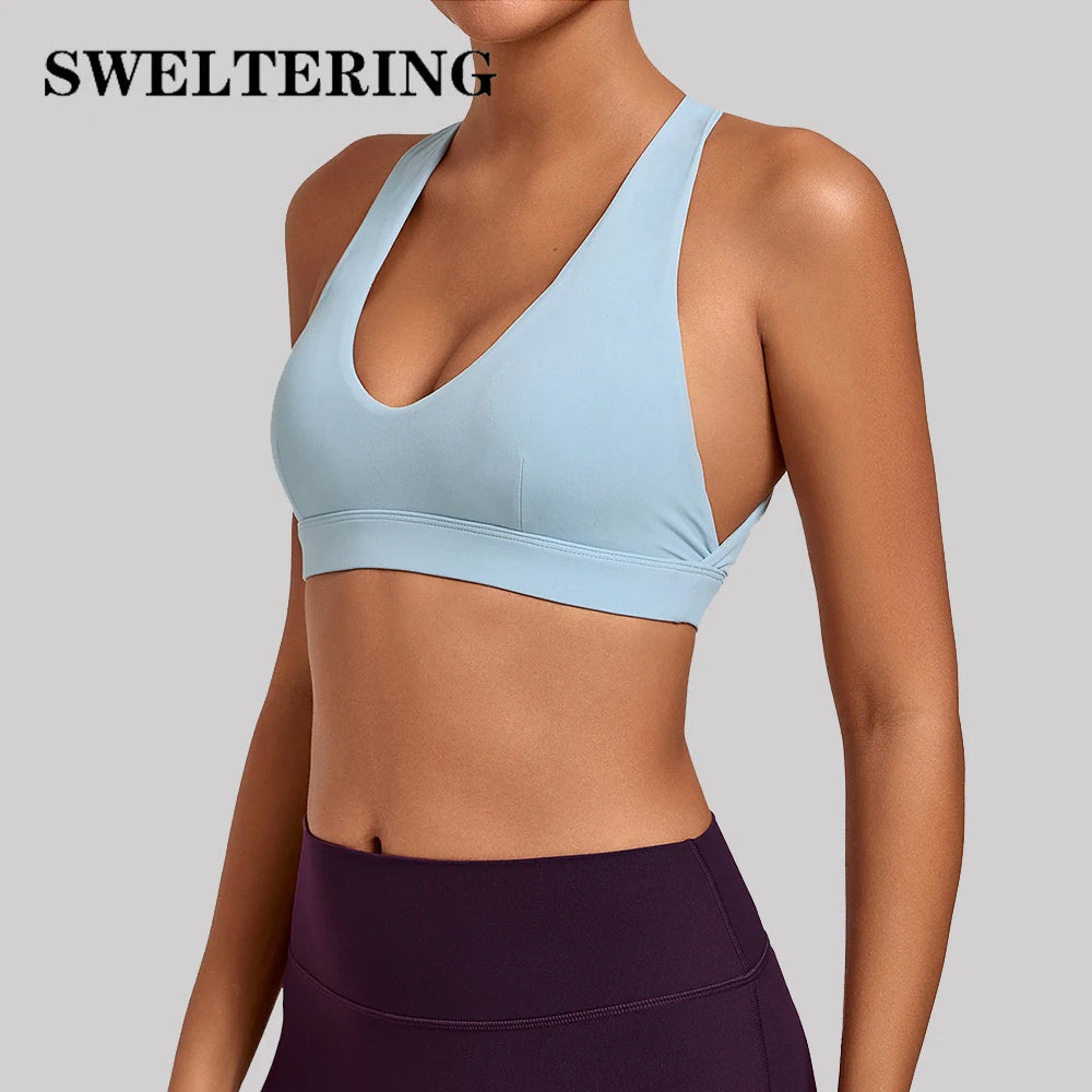 Women Halter Strap Yoga Bra Shockproof Fitness Running Bras Outdoor Sports Underwear Female Gym Workout Top Running Sports Bra - ATFH