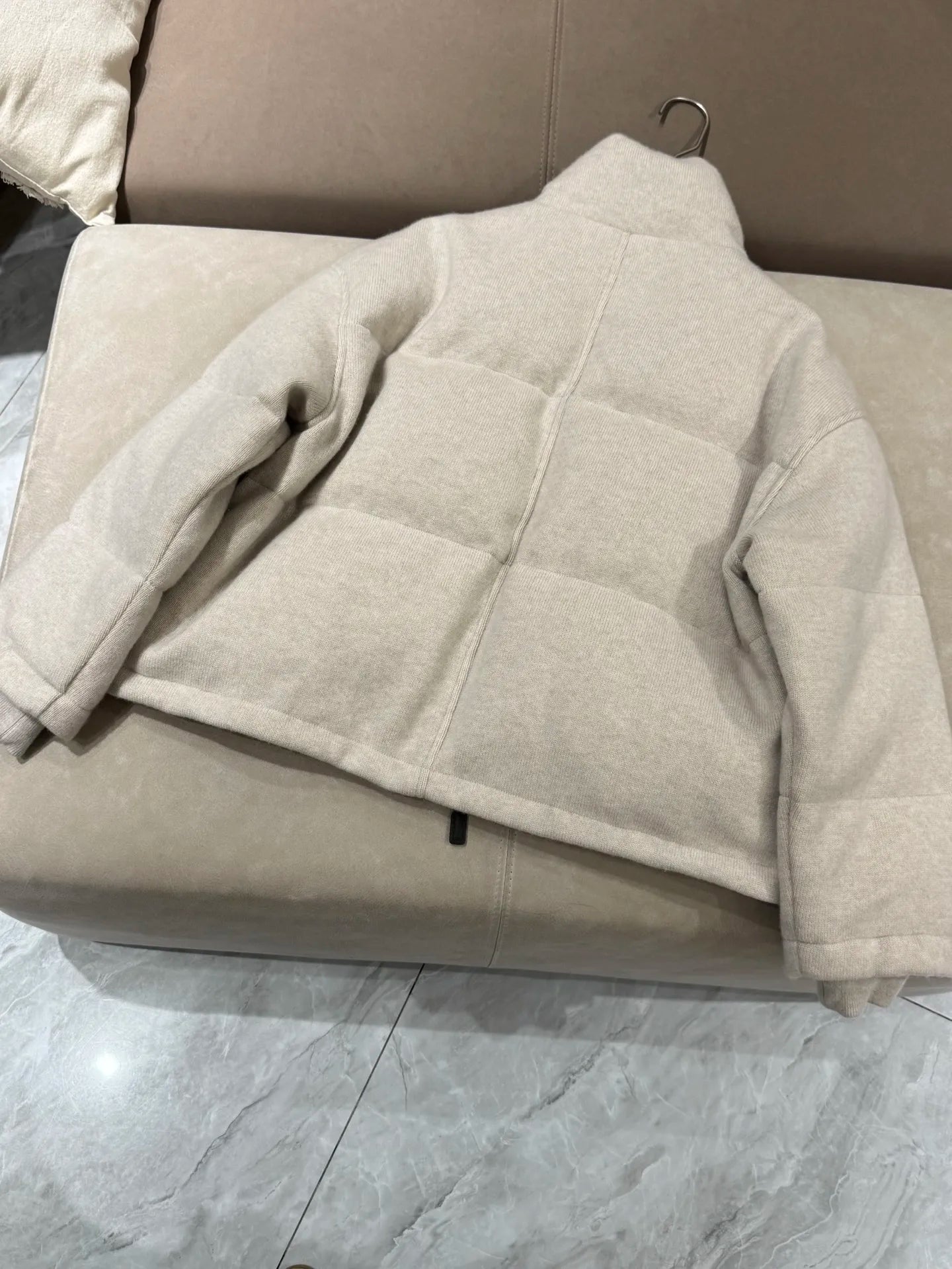 Women's Wide Goose down Jacket Cashmere Wool Knitted Winter Coat Warm Comfortable Fit ATFH
