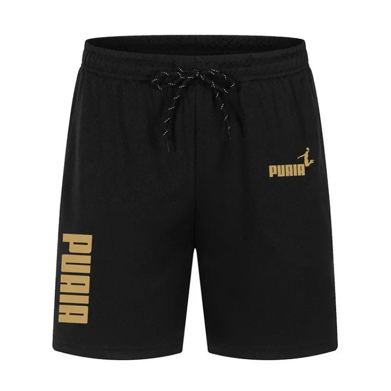 2026 Summer Men's Shorts New Polyester Breathable Elastic Pull Rope Basketball Running Casual Sports Shorts