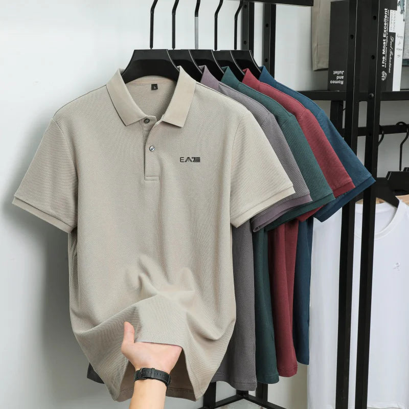 2026polo shirt short sleeved letter printed men's summer top made of 100% pure cotton, comfortable, breathable and casual