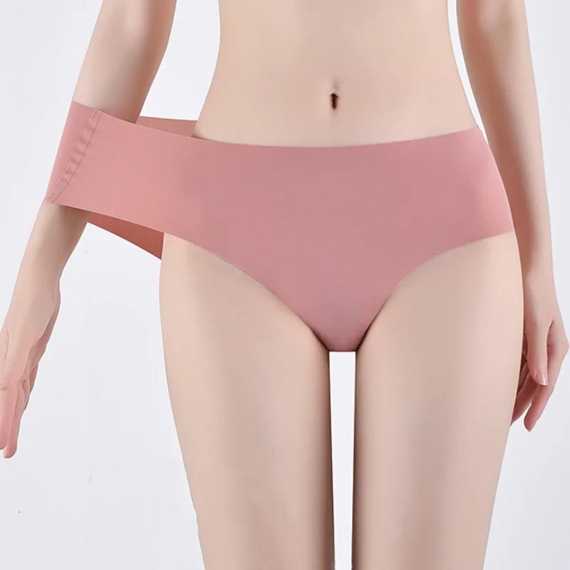 3Pcs/Set Ice Silk Panties Women High Waist Seamless Briefs Breathable Invisible Underwear Soft Stretch Sexy Lingerie XS-XL Panty