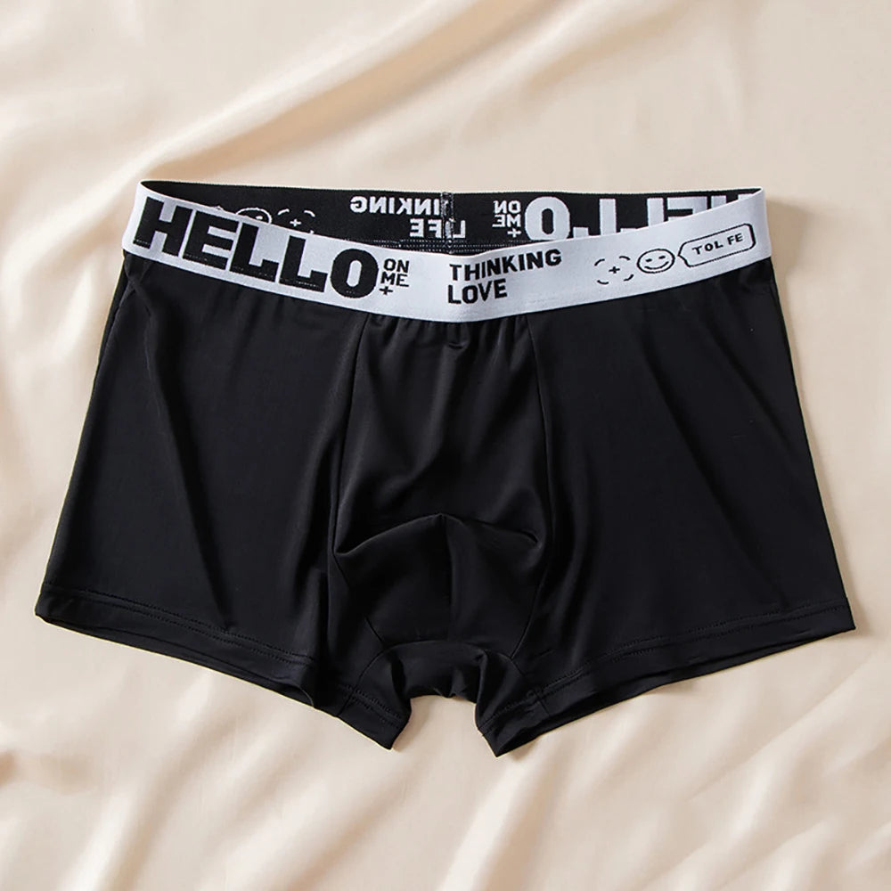 5pcs Boxer Shorts Ice Silk Men's Underwear Summer Breathable Underpants U Convex Lingerie Breathable Sexy Panties