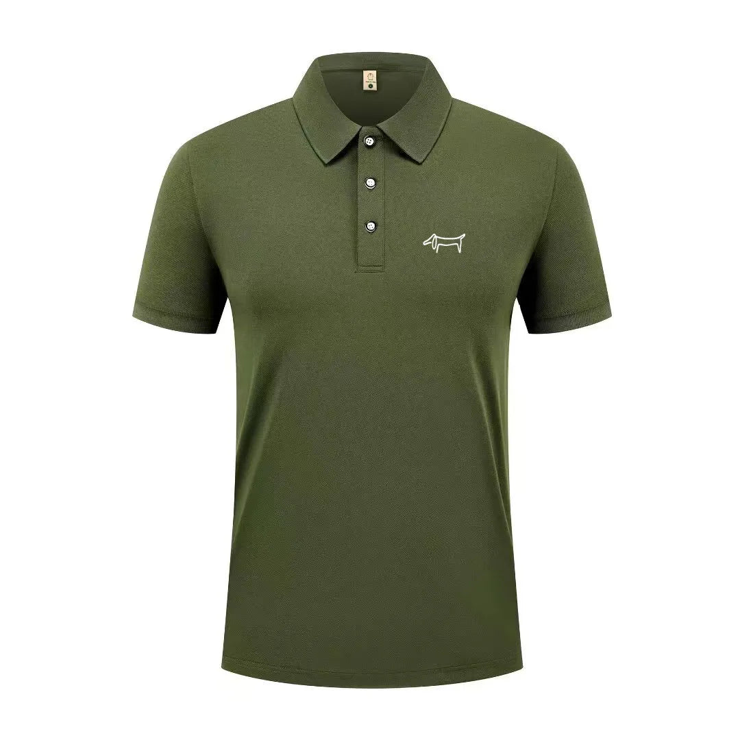 High end luxury men's new T-shirt collar button letter print European style summer hot selling casual sports men's clothing
