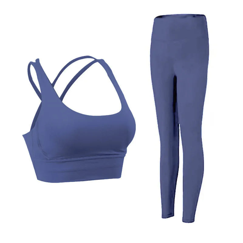 2 Piece Yoga Clothes Women's Tracksuit Athletic Wear Pilates Fitness Suit Gym Workout Push Up Clothes Sports Bra Leggings Suit - ATFH