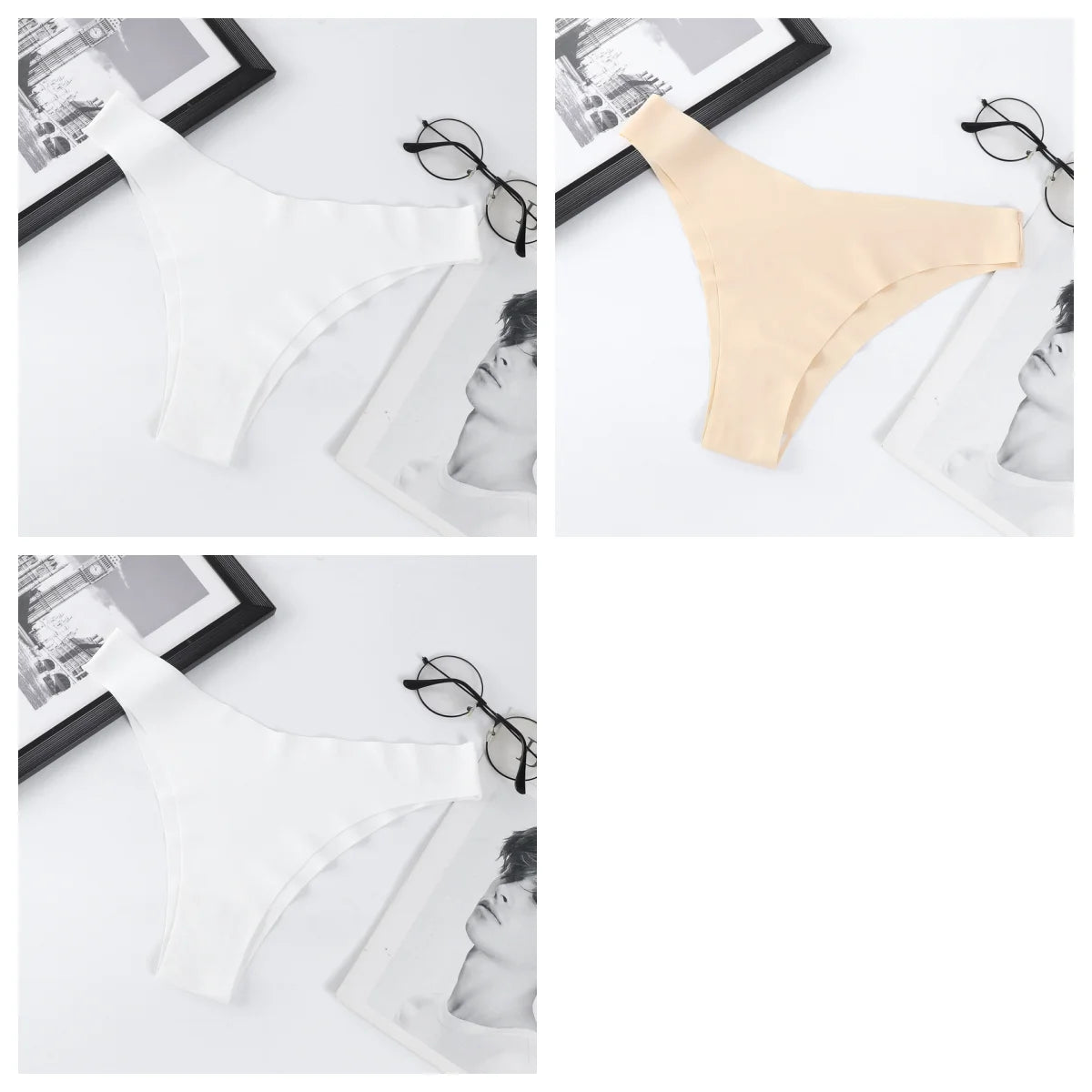 3Pcs/Set Women Ice Silk Panties V-Waist Low Rise Briefs Seamless Underwear Female Quick-Drying Underpants Sexy Lingerie S-L