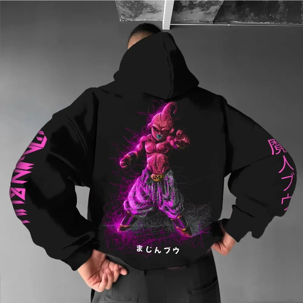 Dragon Ball Peripheral Hoodie 2025 Autumn/Winter New Men's Street Trend Casual Loose American Hip Hop Sweater Parent-child Top - ATFH