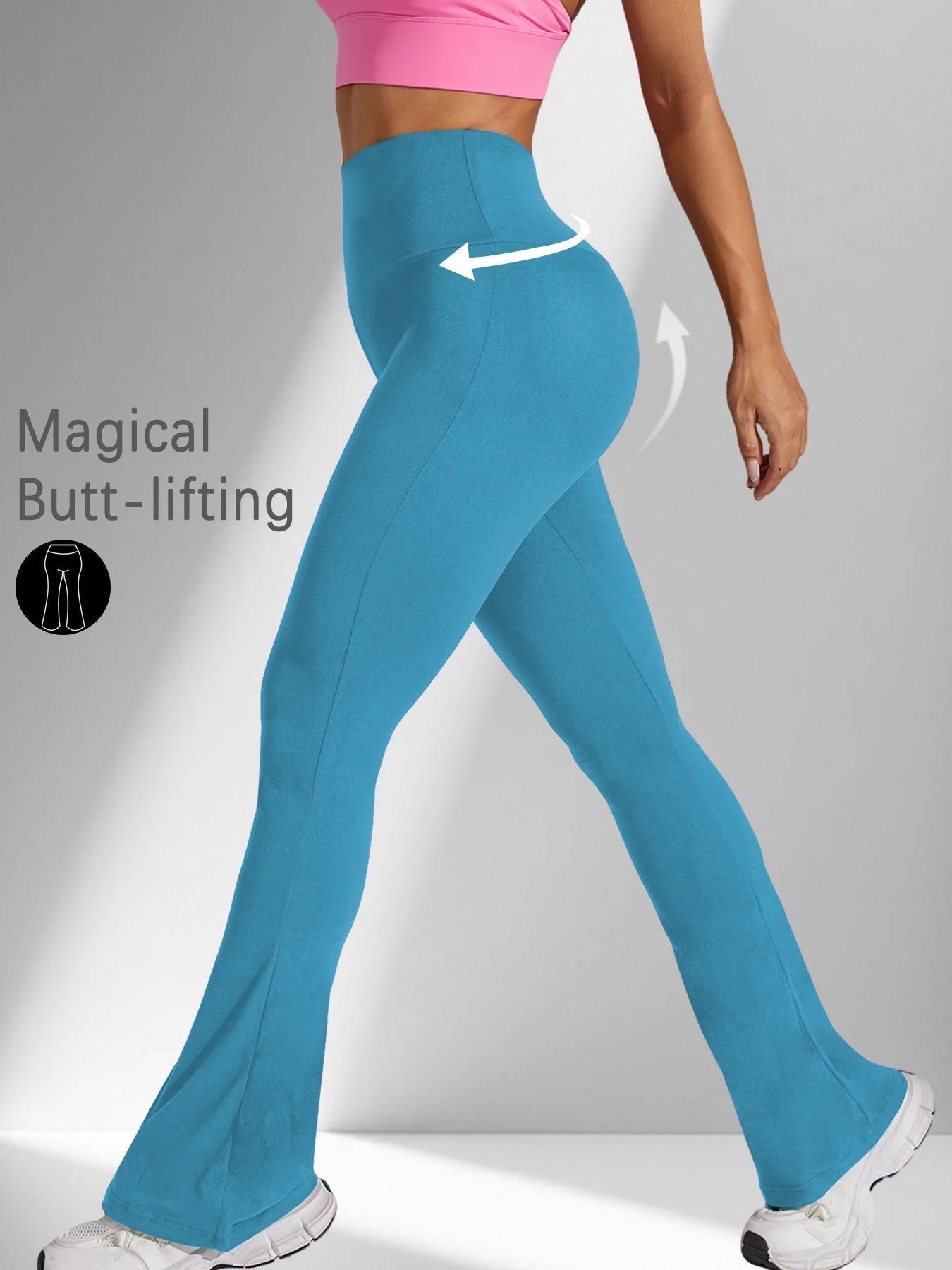 Women's Super Soft Flare Pants High Waisted Tummy Control Workout Yoga Push Up Gym Fitness Long Leggings Bell Bottoms ATFH