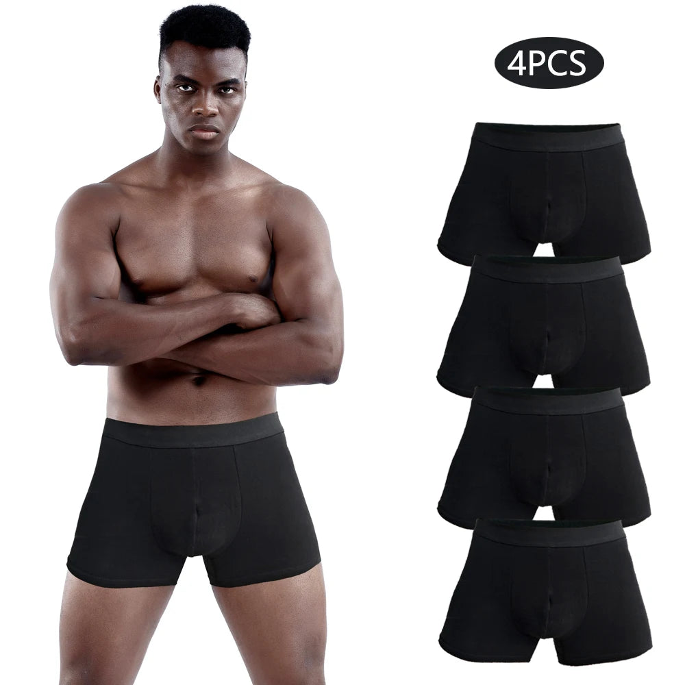 4pcs Black Mens Underware Men Boxer Shorts Cotton Underwear for Man Boxers Sexy Male Underpants Men's Panties Brand