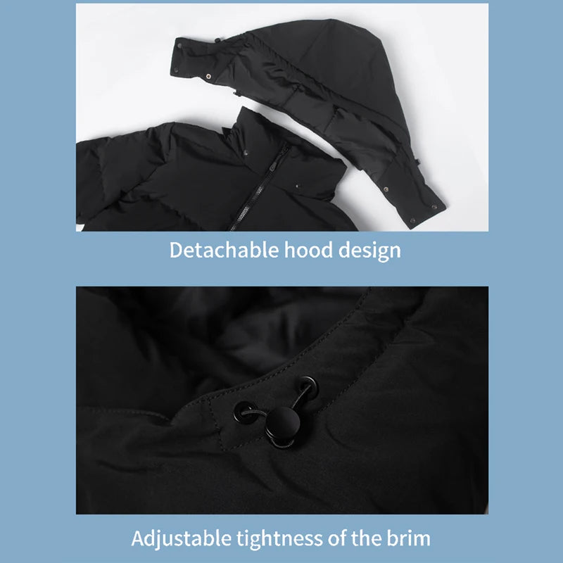Women's Hooded Jacket with White Duck Down Liner, Three-Proof Fabric Windbreaker