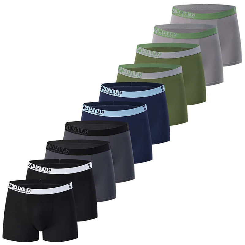 4/10 Piece Set Of Men's Casual And Fashionable Underwear Comfortable Boxer Shorts Youth Plus Size Sports Cycling Elastic Shorts