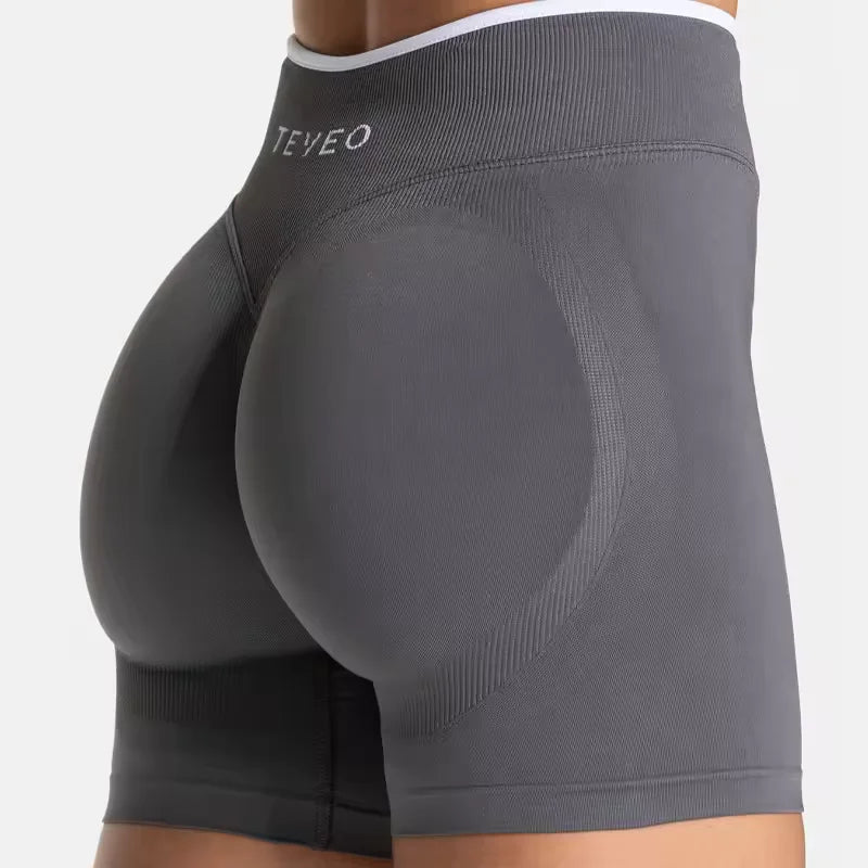 TEVEO Seamless Yoga Shorts for Outdoor Wear, Stylable Hip Lifters, Fitness & Workout Shorts Tahsi Fashion House