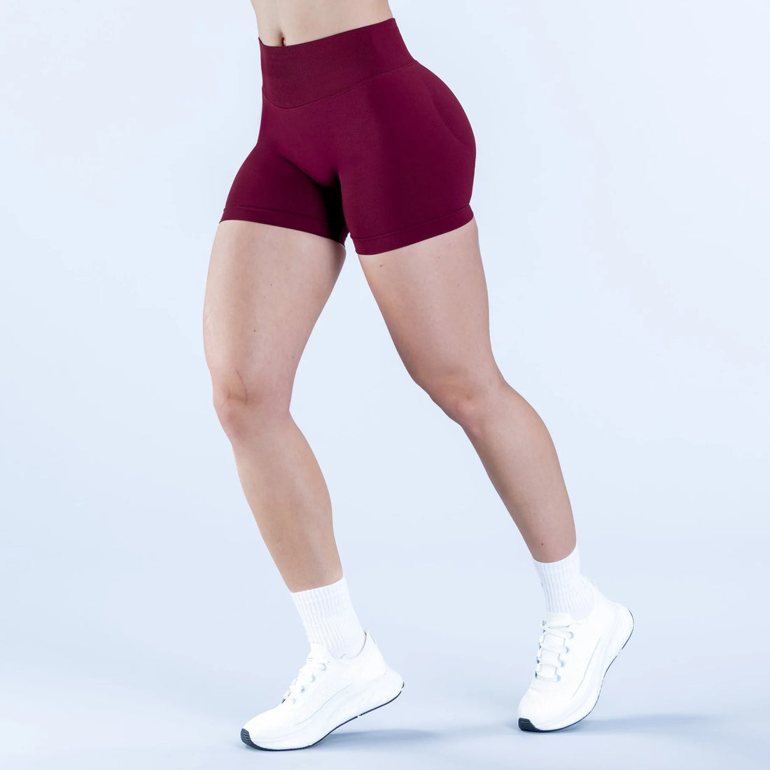 High Elastic Nylon Sports Shorts Women's Three-Way Waist Drawstring Butt Lifting Seamless Low Waist Three-Quarter Length