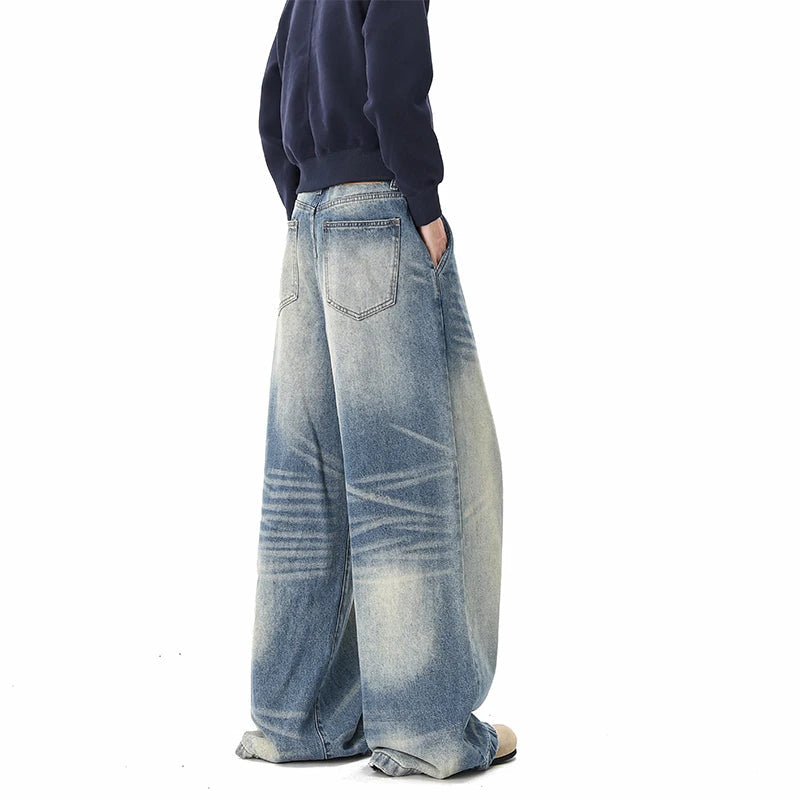 Men's Wide-Leg Baggy Jeans Casual Comfortable Fit Denim Pants Spring 2026 Outdoor Street Style Springy Loose Jeans ATFH
