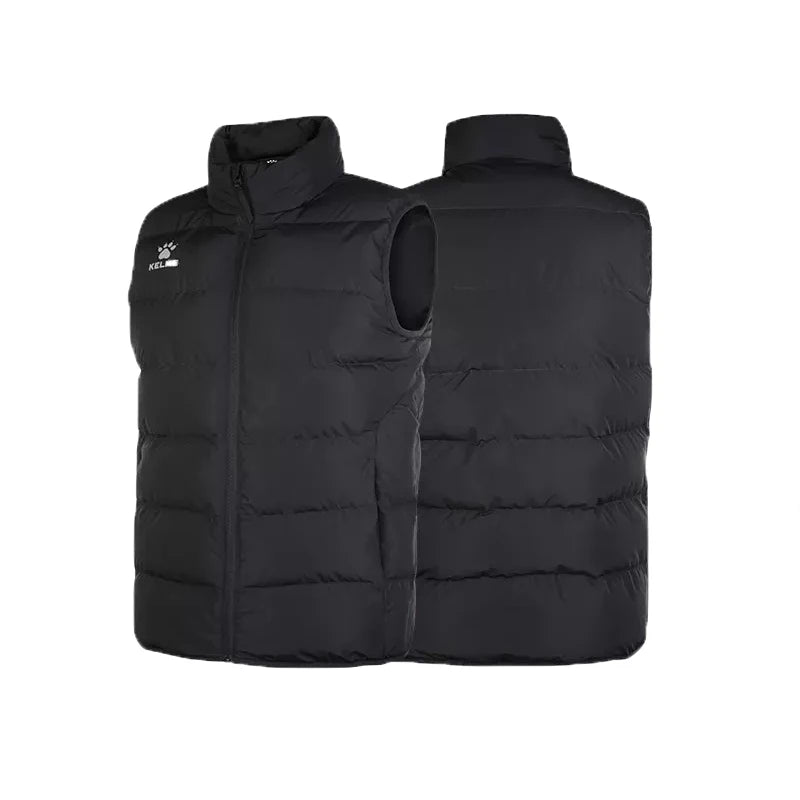 KELME Men Winter Down Vest Sport Training Lightweight Waterproof Outwear Short Stand Collar Casual Coat Windproof Warm Jacket