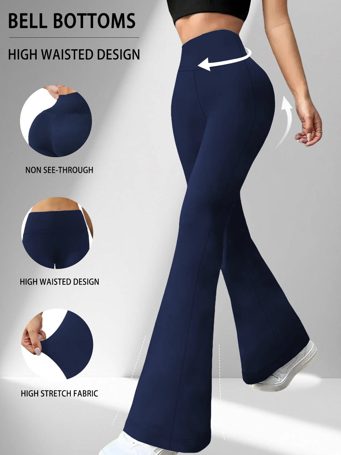 Women's Super Soft Flare Pants High Waisted Tummy Control Workout Yoga Push Up Gym Fitness Long Leggings Bell Bottoms ATFH